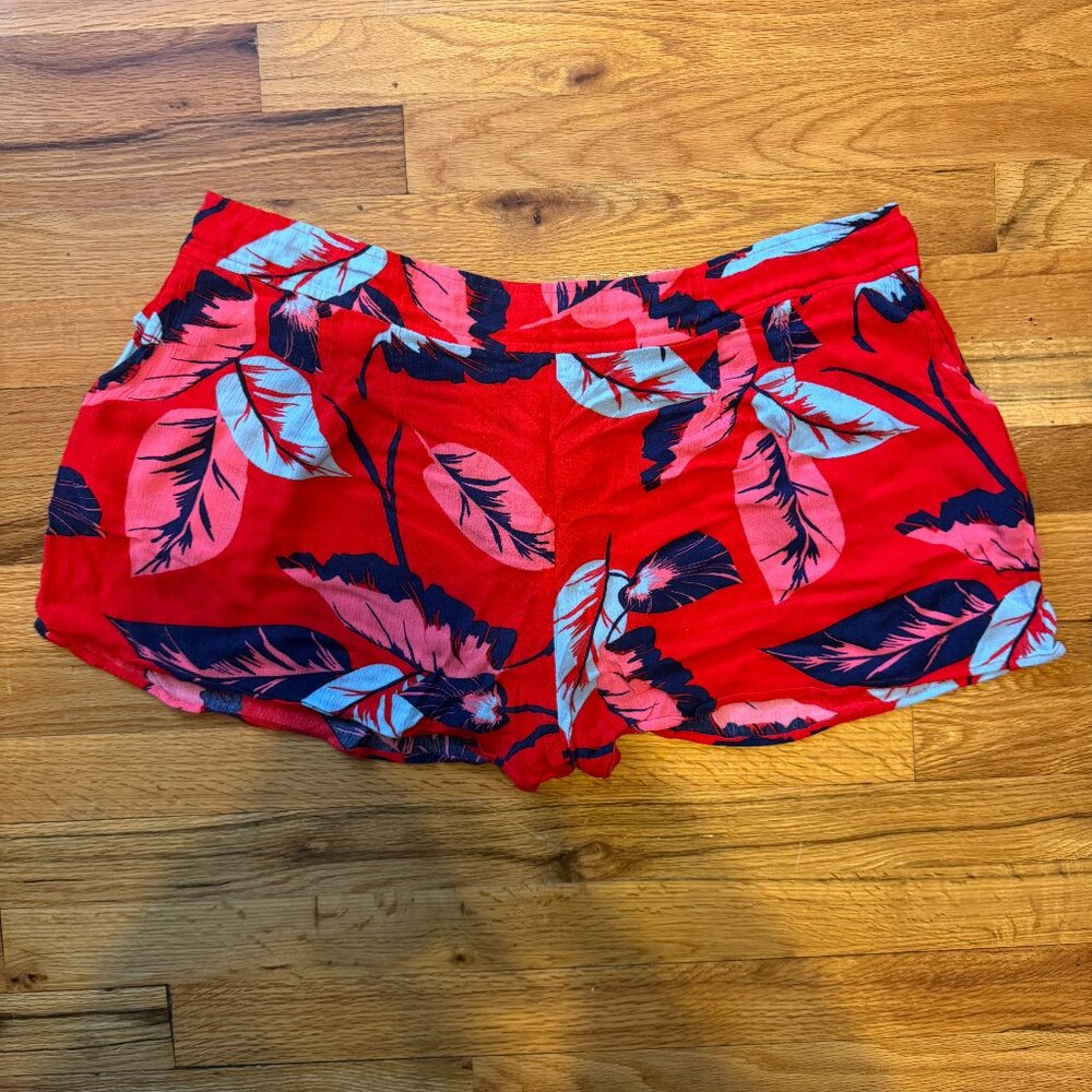 Express High Rise Floral Shorts XL Red Tropical Print Summer